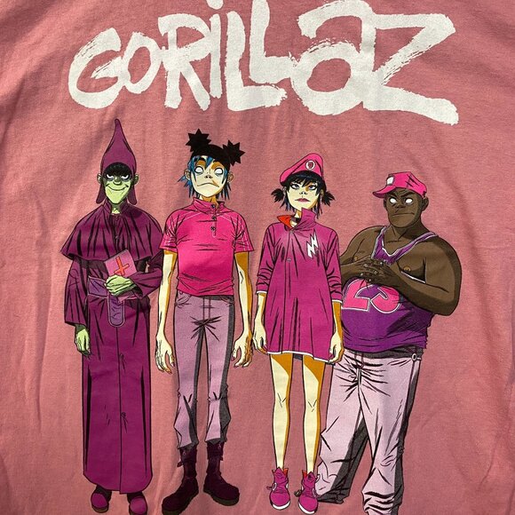 Gorillaz Cracker Island Standing Group Pink T-Shirt Large - Picture 2 of 4